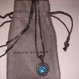 David Yurman Silver Necklace with Topaz/Diamond Pendant Albion Cerise Collection